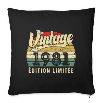 Vintage Geburtstagsgeschenk 1981 Limited Edition - Sofakissenbezug 45 x 45 cm - Schwarz - Vorne
