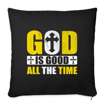 Dieu est Bon Église Foi Christianisme Saint - Housse de coussin décorative 45 x 45 cm - noir - Devant