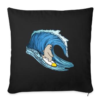 Surfing Polar Bear - Gift For Polar Bear lovers - Sofa pillowcase 17,3'' x 17,3'' (45 x 45 cm) - black - Front