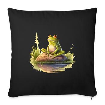Frog dreaming in the evening sun - Sofa pillowcase 17,3'' x 17,3'' (45 x 45 cm) - black - Front