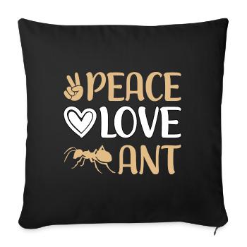 Peace Love Ant - Sofakissenbezug 45 x 45 cm - Schwarz - Vorne