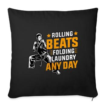 Rolling beats folding laundry any day - Sofa pillowcase 17,3'' x 17,3'' (45 x 45 cm) - black - Front