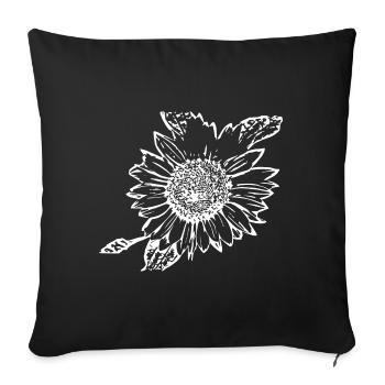 Sunflower white - Sofa pillowcase 17,3'' x 17,3'' (45 x 45 cm) - black - Front