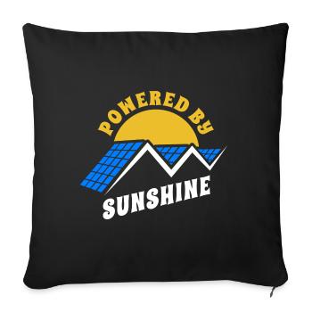Powered by sunshine, Photovoltaics - Solar Energy - - Sofa pillowcase 17,3'' x 17,3'' (45 x 45 cm) - black - Front