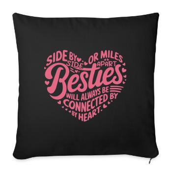 Besties werden immer durch das Herz verbunden sein | BFF - Sofakissenbezug 45 x 45 cm - Schwarz - Vorne