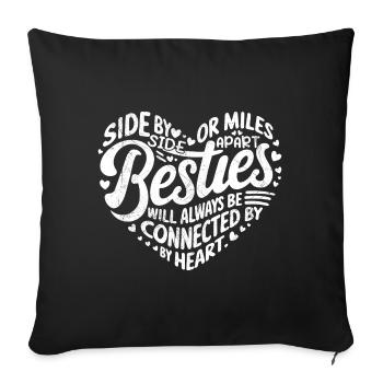 Besties werden immer durch das Herz verbunden sein | BFF - Sofakissenbezug 45 x 45 cm - Schwarz - Vorne