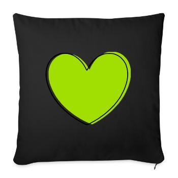green heart green gift valentine's day - Sofa pillowcase 17,3'' x 17,3'' (45 x 45 cm) - black - Front