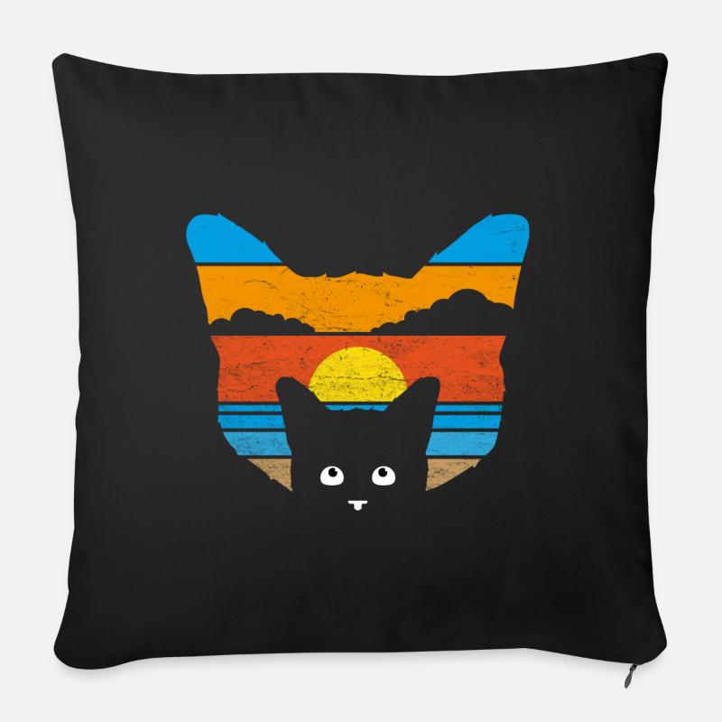 Katze Sonnenuntergang - Sofakissenbezug 45 x 45 cm - Schwarz
