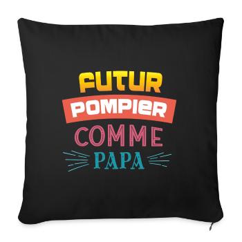 Futur pompier comme papa - Housse de coussin décorative 45 x 45 cm - noir - Devant