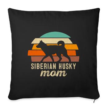 Maman Husky Sibérienne - Housse de coussin décorative 45 x 45 cm - noir - Devant