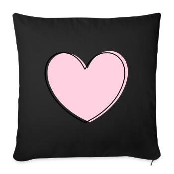 rosarotes Herz Herz rosa Geschenk Valentinstag - Sofakissenbezug 45 x 45 cm - Schwarz - Vorne