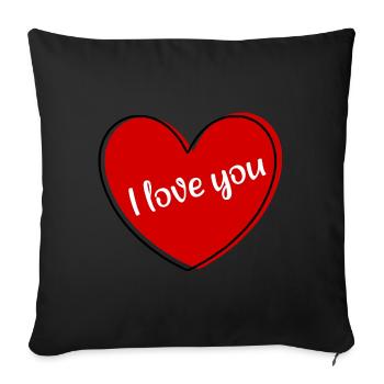red heart red heart gift valentine's day - Sofa pillowcase 17,3'' x 17,3'' (45 x 45 cm) - black - Front