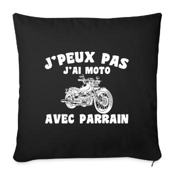 J'peux pas j'ai moto avec parrain - Housse de coussin décorative 45 x 45 cm - noir - Devant