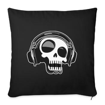 Retro Skull with Headphones Art Design - Sofa pillowcase 17,3'' x 17,3'' (45 x 45 cm) - black - Front