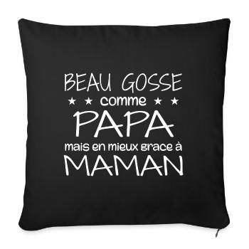 Beau gosse comme papa en mieux grâce à maman - Housse de coussin décorative 45 x 45 cm - noir - Devant