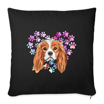 Cavalier King Charles Épagneul - Housse de coussin décorative 45 x 45 cm - noir - Devant