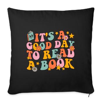 It's a good day to read a book groovy - Sofa pillowcase 17,3'' x 17,3'' (45 x 45 cm) - black - Front