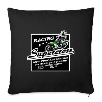 Supercross - Moto Cross - Motocross - Housse de coussin décorative 45 x 45 cm - noir - Devant