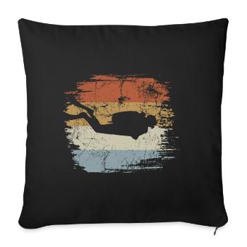 Diving - Retro - Vintage - Silhouette - Sofa pillowcase 17,3'' x 17,3'' (45 x 45 cm) - black - Front