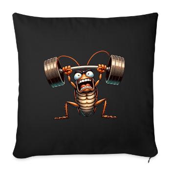 Kakerlake Gewichtheber Hantel Training Workout - Sofakissenbezug 45 x 45 cm - Schwarz - Vorne