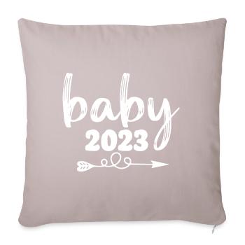 Baby 2023 Pregnancy Announce Baby Birth - Sofa pillowcase 17,3'' x 17,3'' (45 x 45 cm) - light taupe - Front