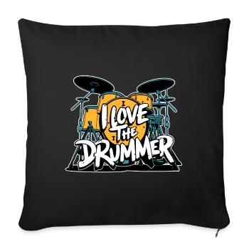 J’adore le batteur - j’adore la batterie - Housse de coussin décorative 45 x 45 cm - noir - Devant