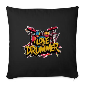 J’adore le batteur - j’adore la batterie - Housse de coussin décorative 45 x 45 cm - noir - Devant