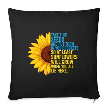 Ukraine sunflower seeds - Sofa pillowcase 17,3'' x 17,3'' (45 x 45 cm) - black - Front