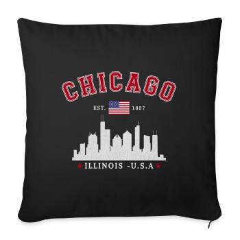 Chicago Illinois Est 1837 - Sofa pillowcase 17,3'' x 17,3'' (45 x 45 cm) - black - Front