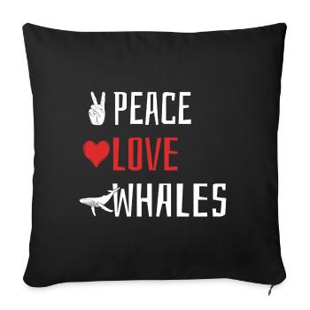 Peace Love Whales - Heart - Sofa pillowcase 17,3'' x 17,3'' (45 x 45 cm) - black - Front