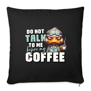 Grumpy duck with coffee - Sofa pillowcase 17,3'' x 17,3'' (45 x 45 cm) - black - Front