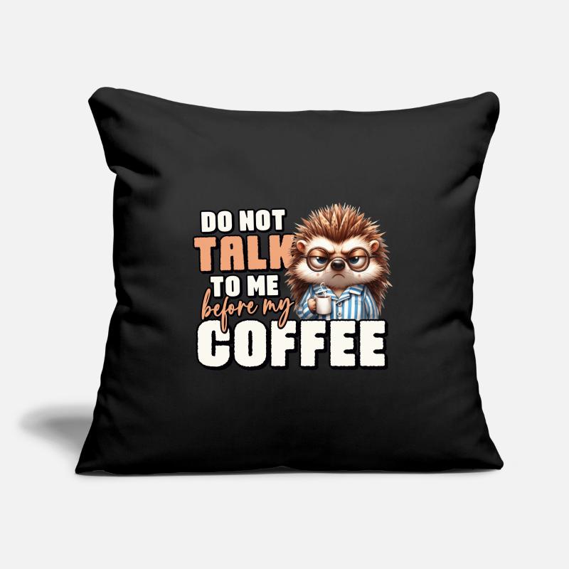 Hérisson au café Housse de coussin décorative 45 x 45 cm