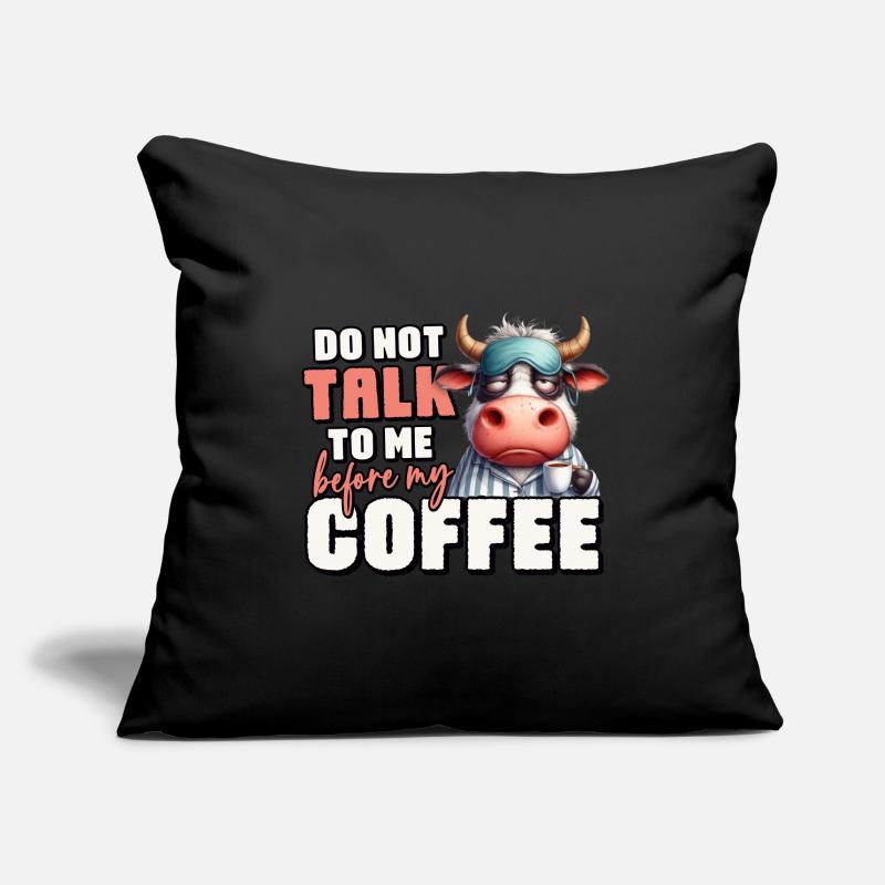 Vache fatiguée avec du café Housse de coussin décorative 45 x 45 cm