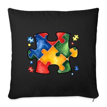 Autism Puzzle - Sofa pillowcase 17,3'' x 17,3'' (45 x 45 cm) - black - Front