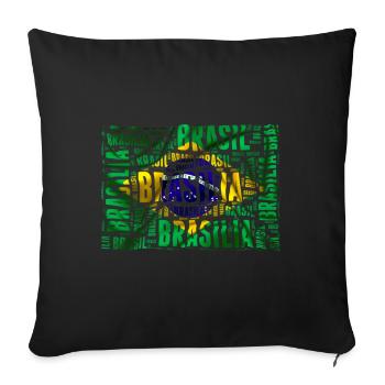 Brazil Flag Brasilia Cool Art Brazilian - Sofa pillowcase 17,3'' x 17,3'' (45 x 45 cm) - black - Front