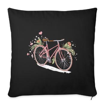 Girl Bike Flowers Cyclist Bicycle Biker Cycle Gift - Sofa pillowcase 17,3'' x 17,3'' (45 x 45 cm) - black - Front