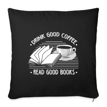 Book Fan Gift Books Coffee - Sofa pillowcase 17,3'' x 17,3'' (45 x 45 cm) - black - Front
