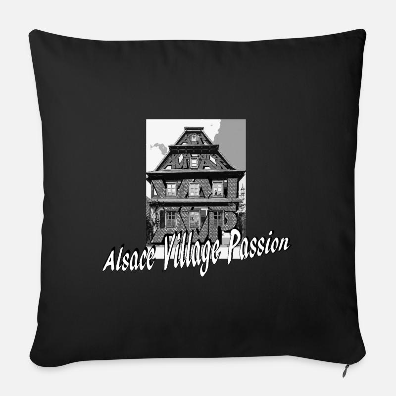 Elsässer Dorf Passion AVP Haus - Sofakissenbezug 45 x 45 cm - Schwarz