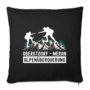 Traversée des Alpes Sentier de randonnée longue distance Oberstdorf Merano E5 - Housse de coussin décorative 45 x 45 cm - noir - Devant