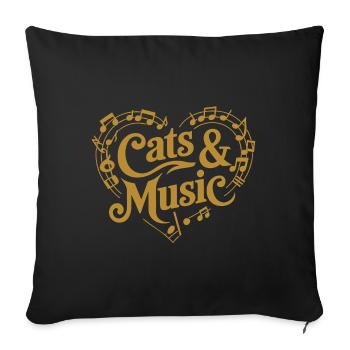 Katzen und Musik Musiknoten und Notenlinien - Sofakissenbezug 45 x 45 cm - Schwarz - Vorne