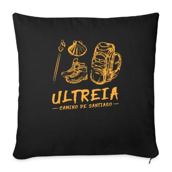Canne de marche Santiago Way Santiago Camino Ultreia - Housse de coussin décorative 45 x 45 cm - noir - Devant