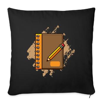 Homework book, gift school enrollment - Sofa pillowcase 17,3'' x 17,3'' (45 x 45 cm) - black - Front