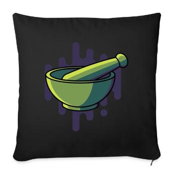 Mortar with pestle, gift laboratory chemistry laboratory - Sofa pillowcase 17,3'' x 17,3'' (45 x 45 cm) - black - Front