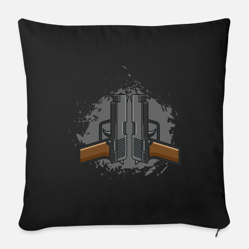 Gun Gift, colt luger desert eagle weapon - Sofa pillowcase 17,3'' x 17,3'' (45 x 45 cm) - black