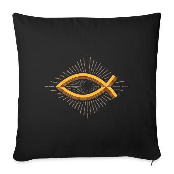 Fish symbol, gift religion christianity - Sofa pillowcase 17,3'' x 17,3'' (45 x 45 cm) - black - Front