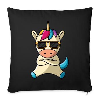 Cool unicorn, sunglasses cool - Sofa pillowcase 17,3'' x 17,3'' (45 x 45 cm) - black - Front