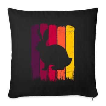 Silhouette de lapin, animal cadeau de lapin coloré - Housse de coussin décorative 45 x 45 cm - noir - Devant