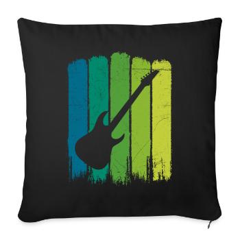 Electric guitar silhouette, guitarist rock metal music - Sofa pillowcase 17,3'' x 17,3'' (45 x 45 cm) - black - Front