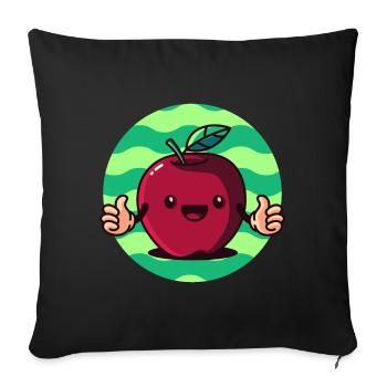 pomme mignonne, fruit fruit vitamines - Housse de coussin décorative 45 x 45 cm - noir - Devant