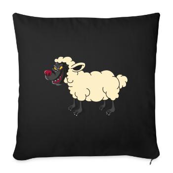 Loup habillé en mouton, cadeau de conte de fées animal - Housse de coussin décorative 45 x 45 cm - noir - Devant